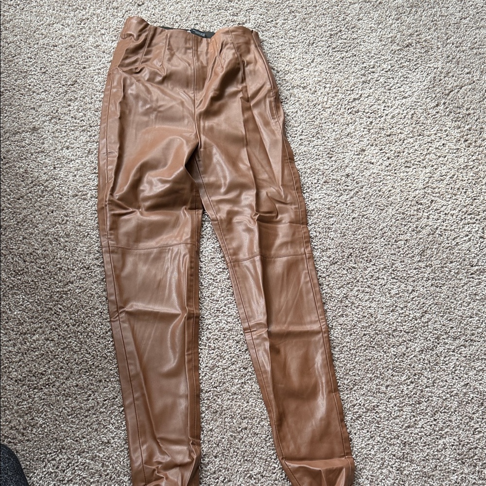 Zara Brown Faux Leather Pants